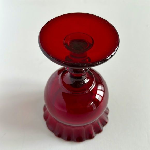 VTG Imperial Red Glass Compote Pedestal Candy Dish w Crimped Rim Hoffman House - Picture 4 of 8